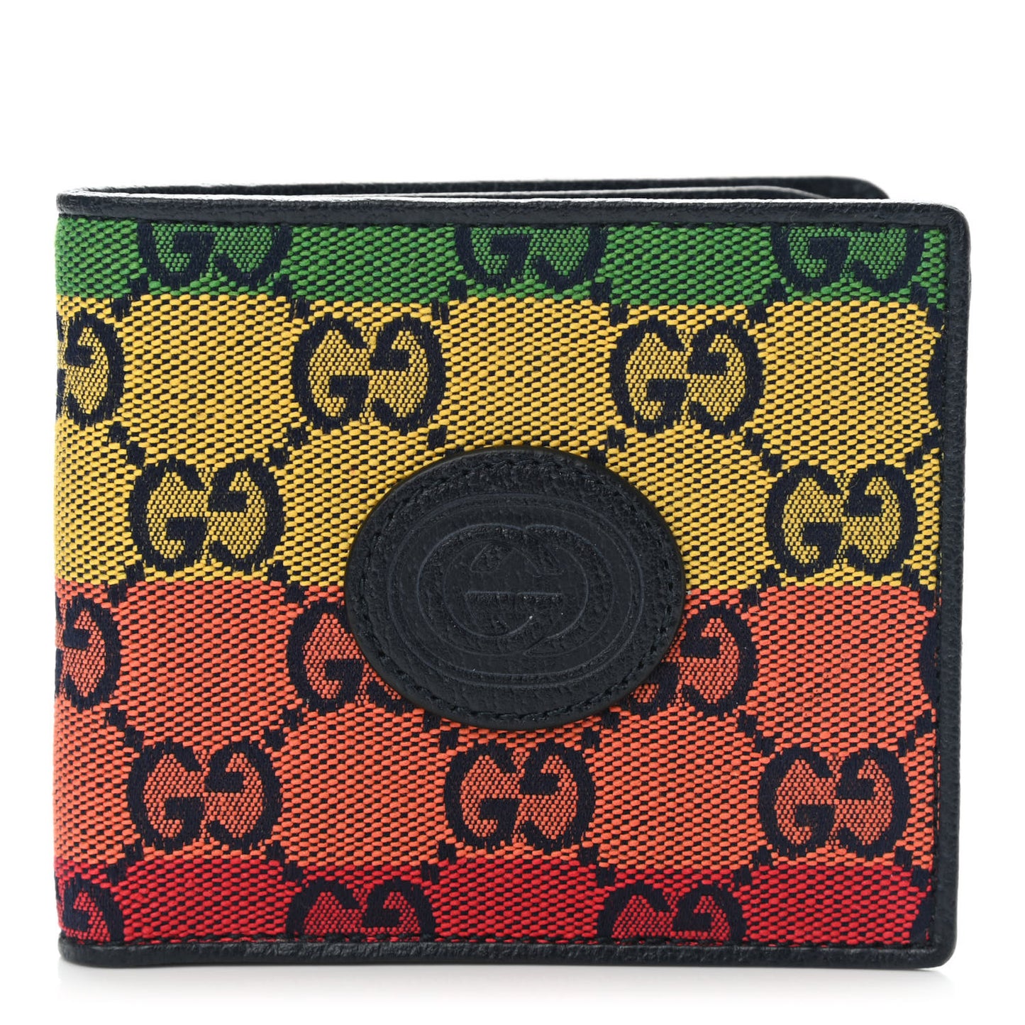 Monogram Multicolor Textured Calfskin Retro Interlocking G Bi-Fold Wallet Blue Rainbow