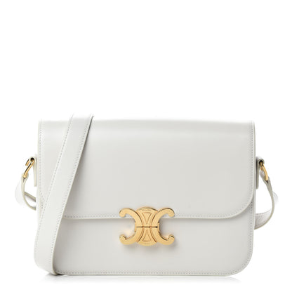 Celine Shiny Calfskin Medium Triomphe White 1 of 12
