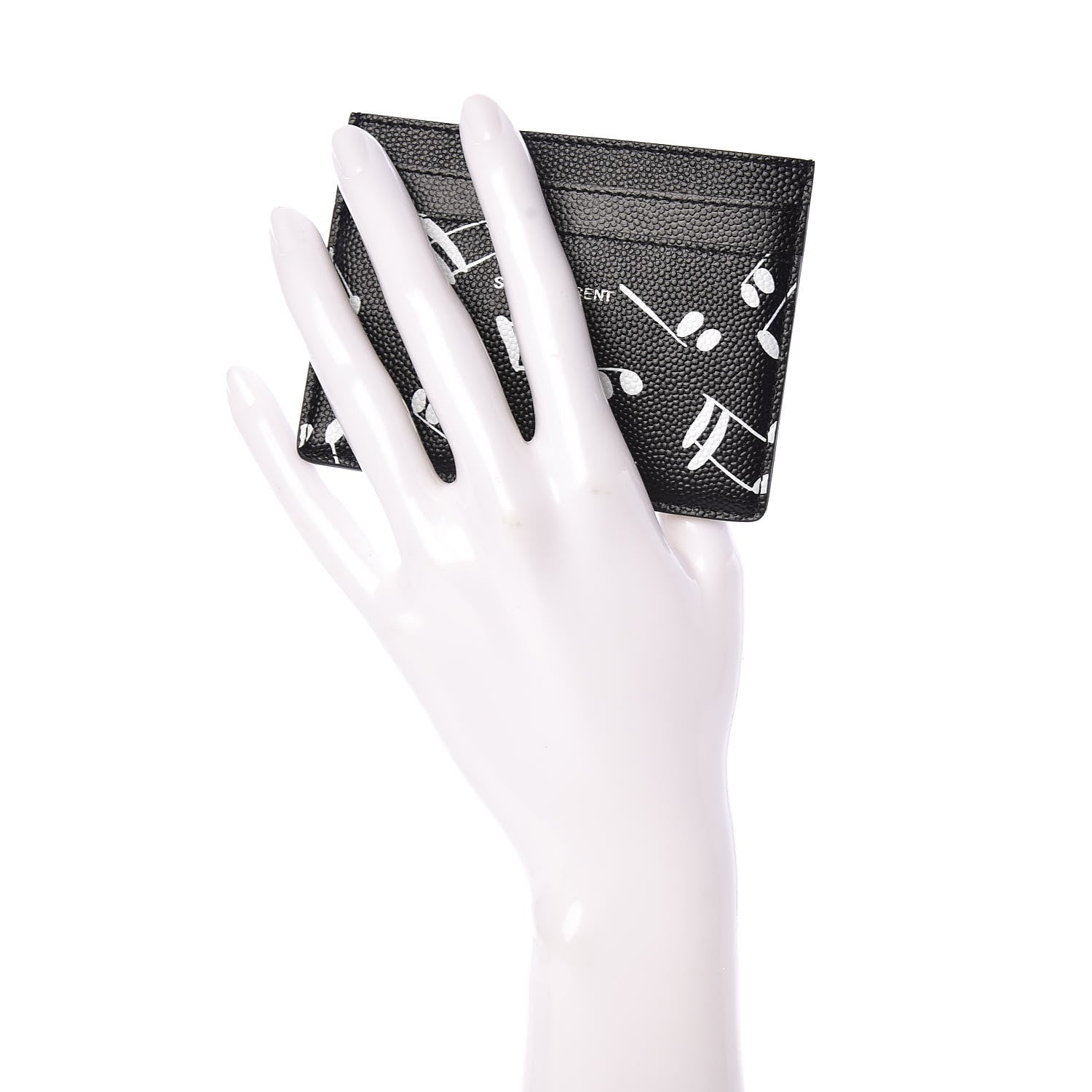 Saint Laurent Grain De Poudre Musical Notes Credit Card Case Black 2 of 7