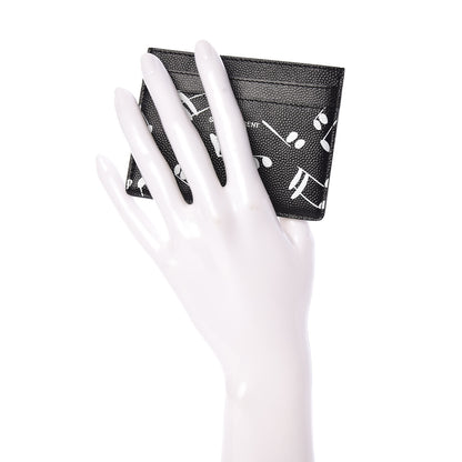 Saint Laurent Grain De Poudre Musical Notes Credit Card Case Black 2 of 7