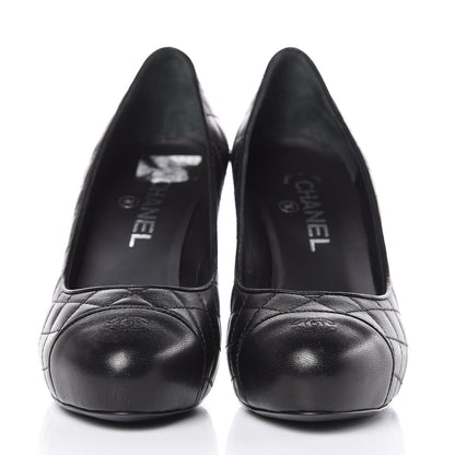 Chanel Lambskin Quilted Cap Toe Pumps 37 Black 2 of 8