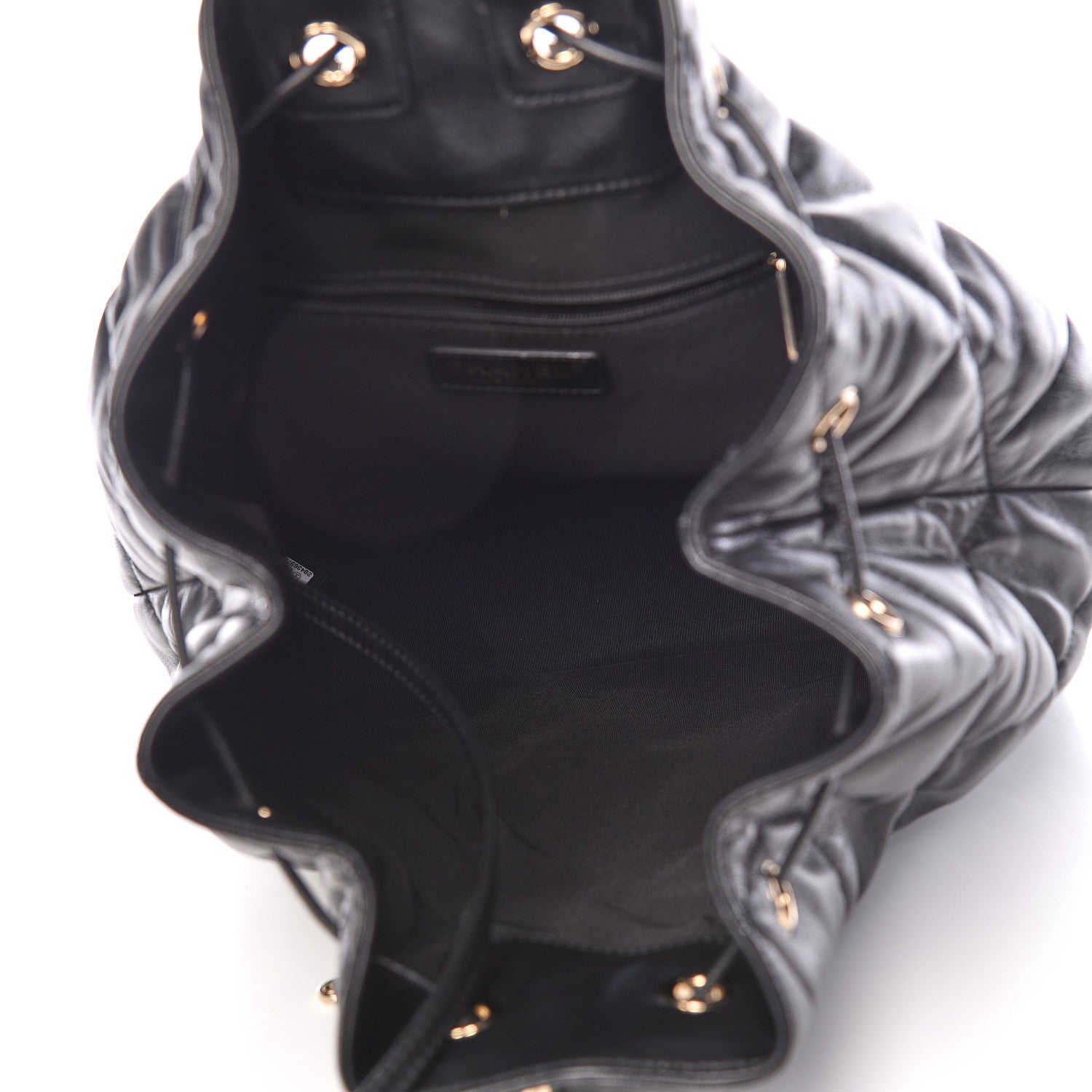 Chanel Lambskin Quilted Drawstring Backpack Black 7 of 11
