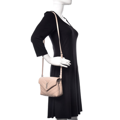 Saint Laurent Calfskin Y Quilted Monogram Toy Loulou Crossbody Bag Marble Pink 2 of 12