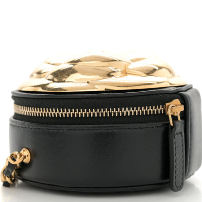 Chanel Metallic Lambskin Quilted Camelia Clutch Gold Black 9 of 10