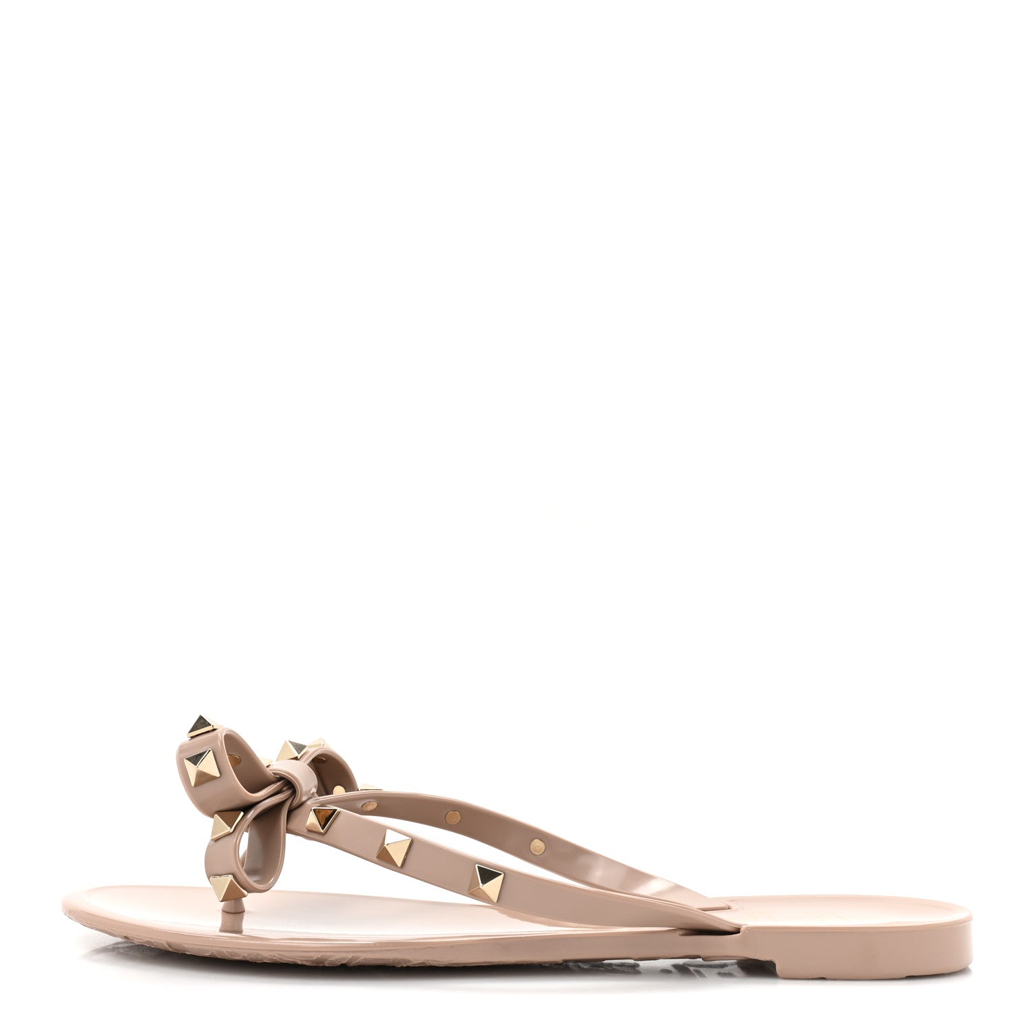 Valentino Garavani PVC Jelly Rockstud Bow Thong Sandals 38 Poudre 1 of 8
