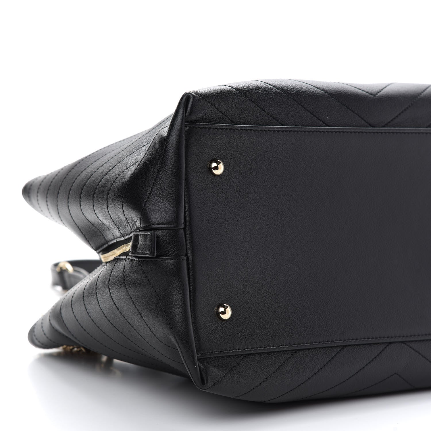Chanel Calfskin Stitched Large Chevron Chic Shopping Bag Black 8 of 9