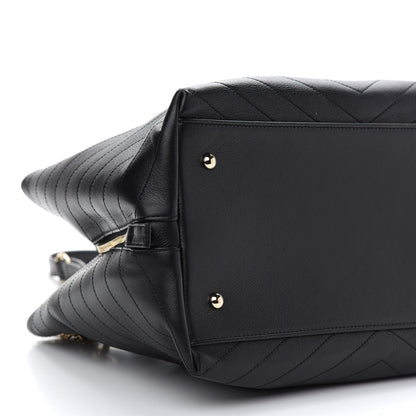Chanel Calfskin Stitched Large Chevron Chic Shopping Bag Black 8 of 9