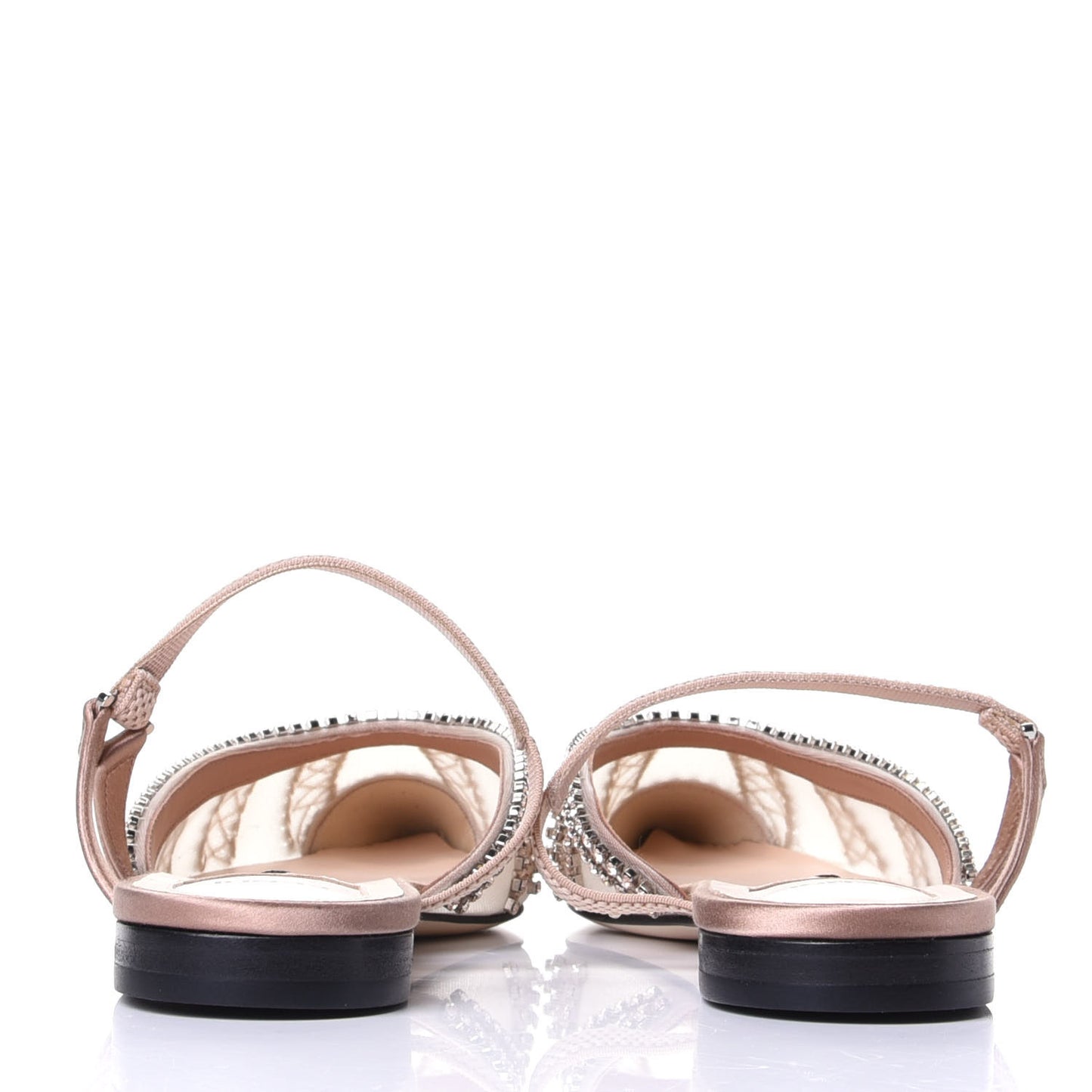 Satin Technical Mesh Colibri Crystal Embellished Mule 38.5 Nude