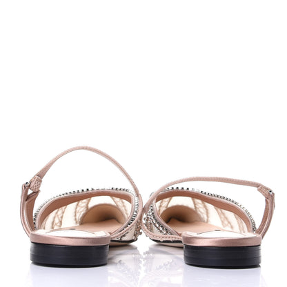 Fendi Satin Technical Mesh Colibri Crystal Embellished Mule 38.5 Nude 6 of 10
