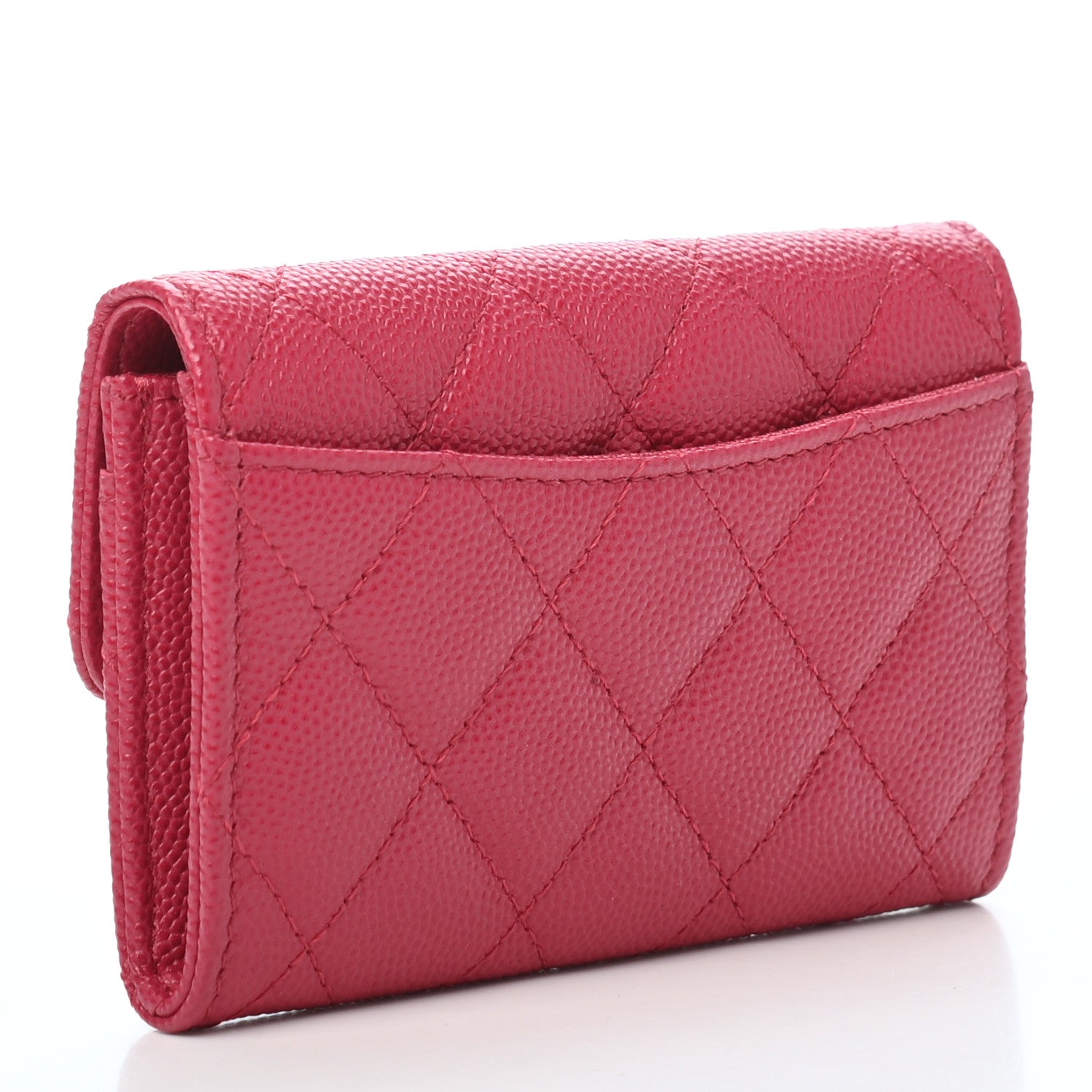 Chanel Caviar Quilted Flap Card Holder Wallet Dark Pink 3 of 9