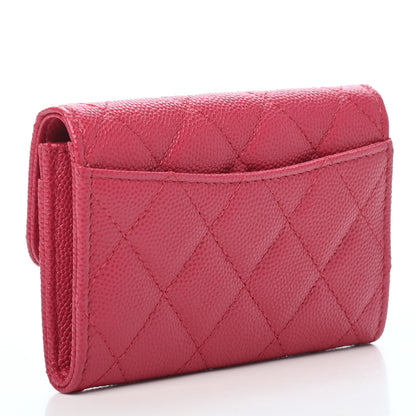Chanel Caviar Quilted Flap Card Holder Wallet Dark Pink 3 of 9