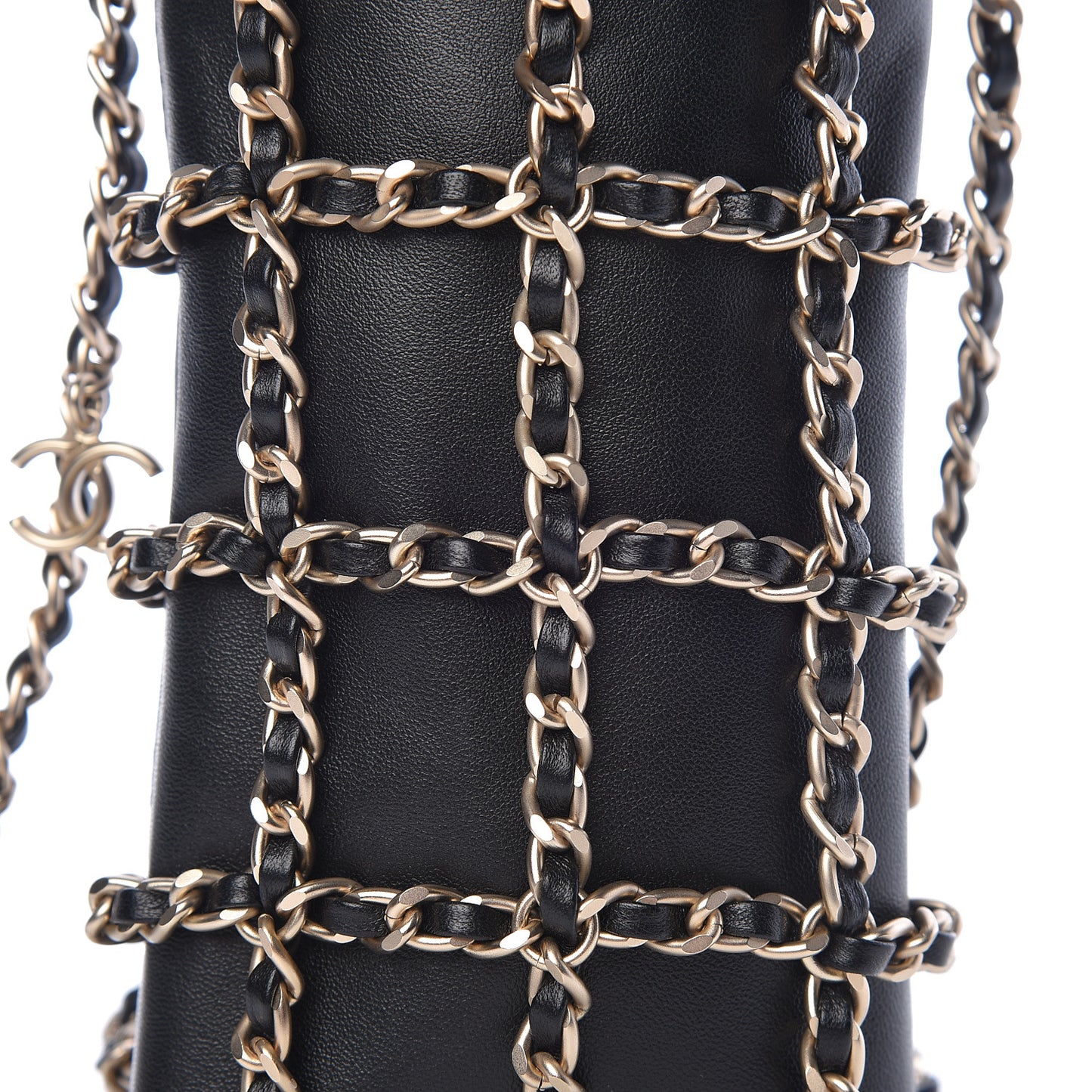 Lambskin Tech Me Out Clutch With Chain Black
