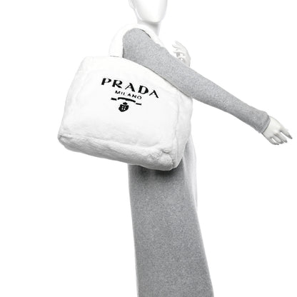 Prada Terry Cloth Tote Bag White Black 2 of 10