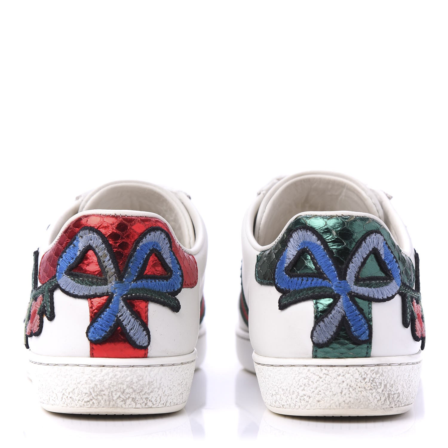Gucci Calfskin Web Floral Embroidered Womens Ace Sneakers 36 White 5 of 10