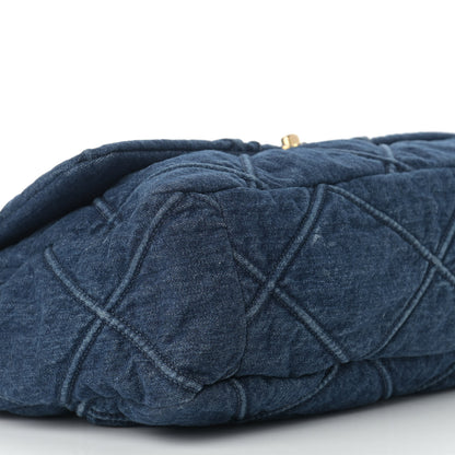 Chanel Denim Quilted Maxi Chanel 19 Flap Blue 9 of 13