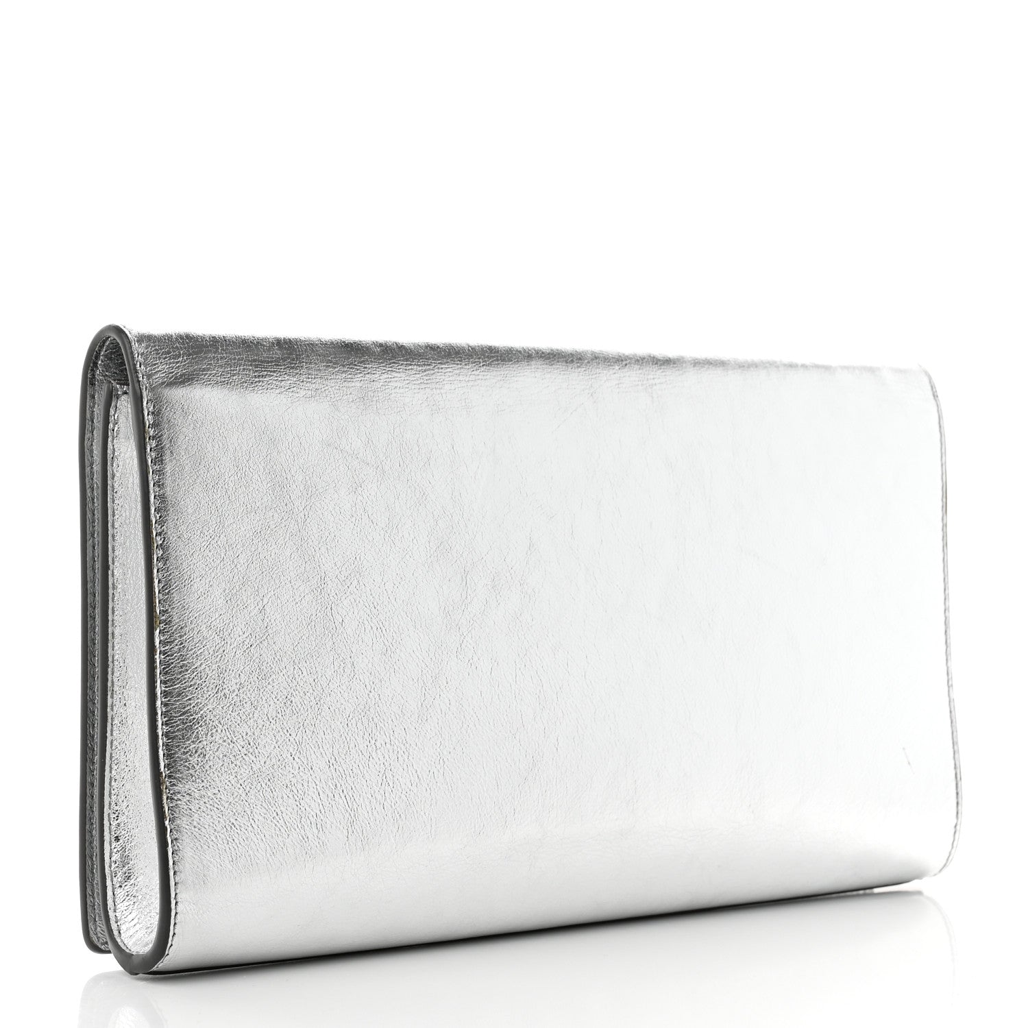 Saint Laurent Metallic Calfskin Monogram Large Belle De Jour Clutch Silver 3 of 8