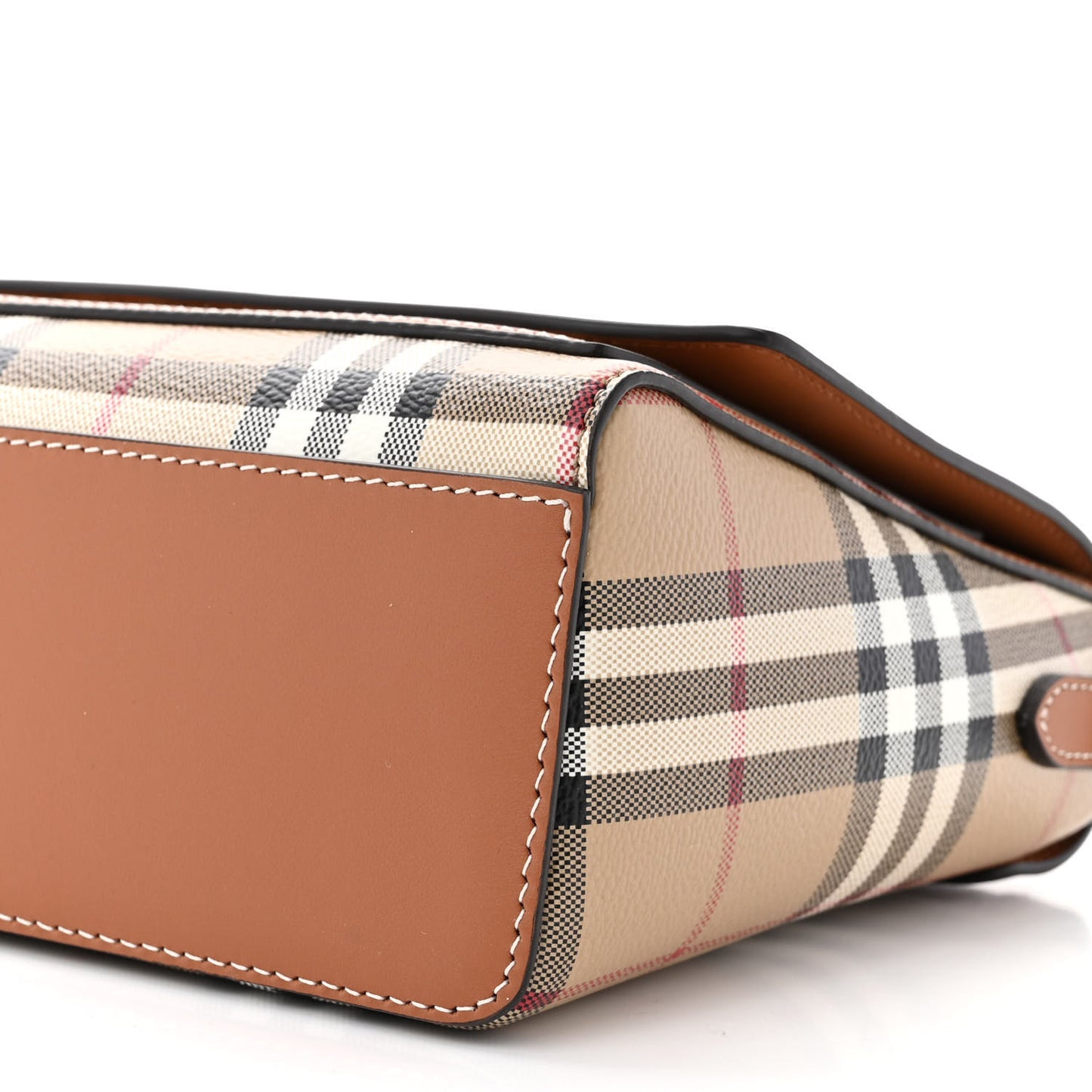 Coated Canvas Calfskin Vintage Check Medium Note Crossbody Bag Briar Brown