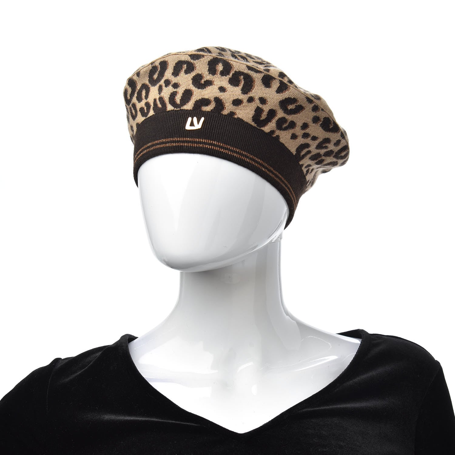 Louis Vuitton Cashmere Silk Leopard Beret 2 of 6