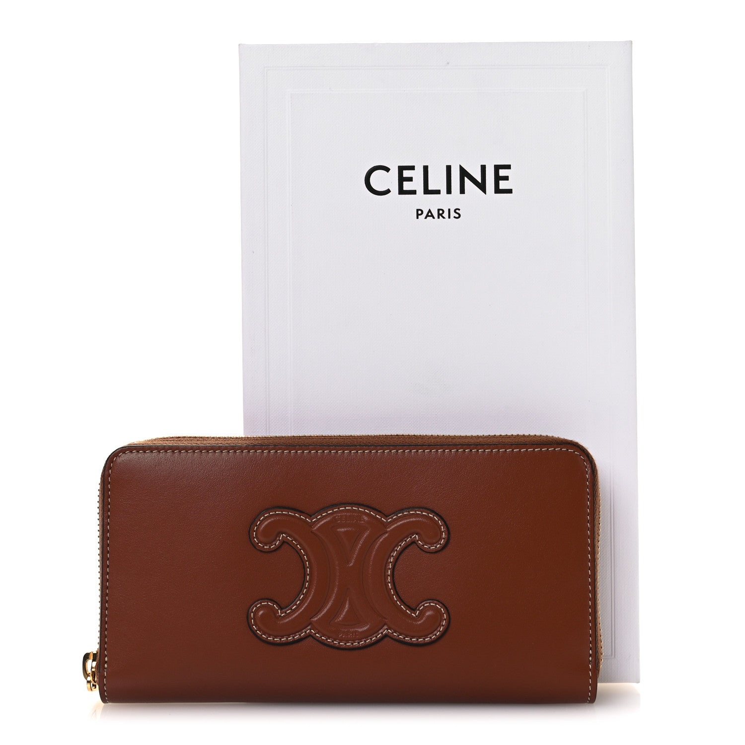 Celine Calfskin Triomphe Large Zipped Wallet Tan 10 of 10