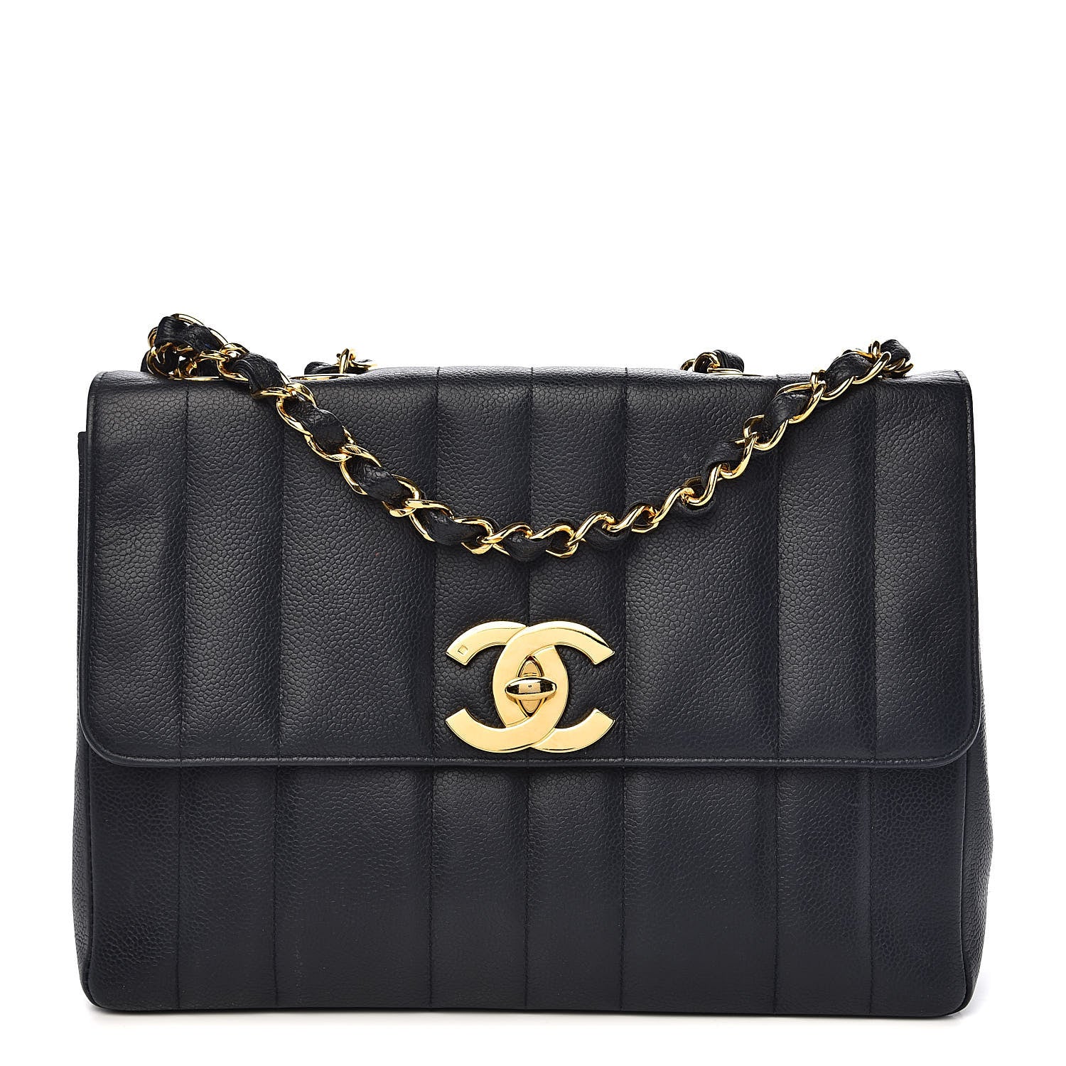 Chanel Caviar Vertical Quilted Jumbo Single Flap Black 1 of 23