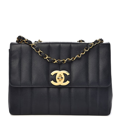 Chanel Caviar Vertical Quilted Jumbo Single Flap Black 1 of 23