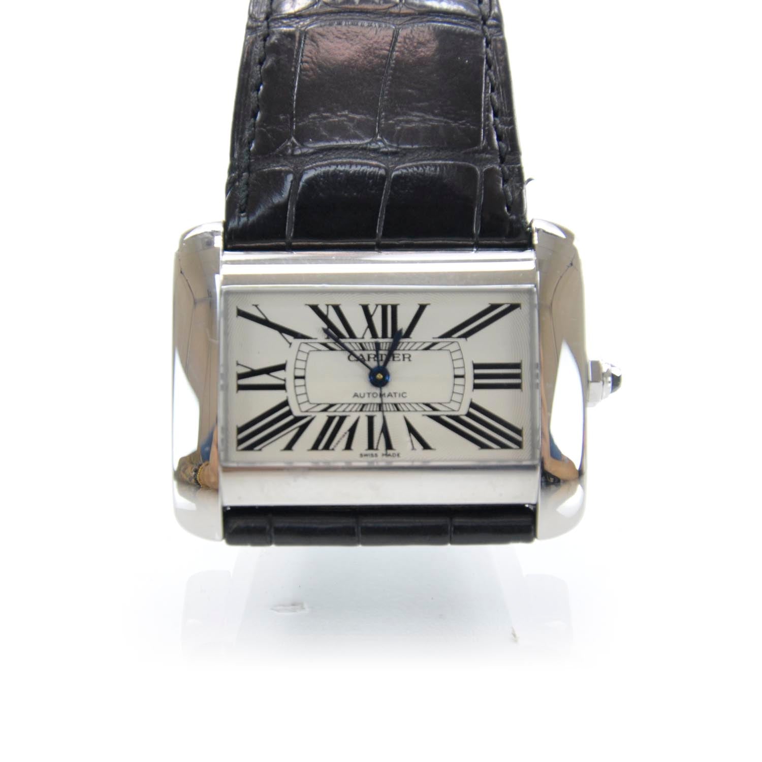 Cartier Stainless Steel Alligator 38mm Tank Divan Automatic Watch 10 of 15