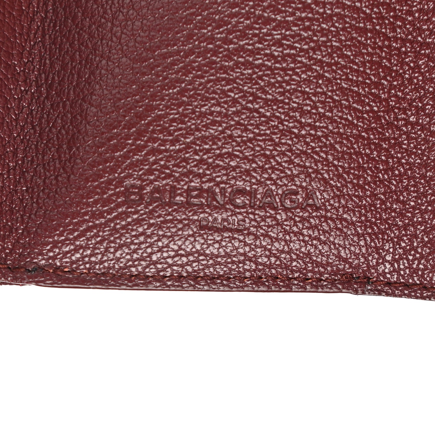 Chevre Gold Metallic Edge Hardware City Mini Wallet Bordeaux