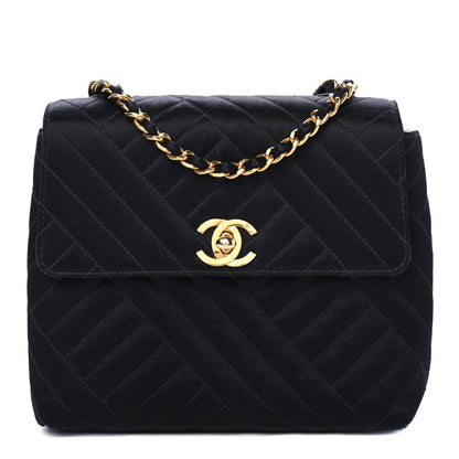 Chanel Satin Diagonal Quilted Mini Square Flap Black 1 of 4