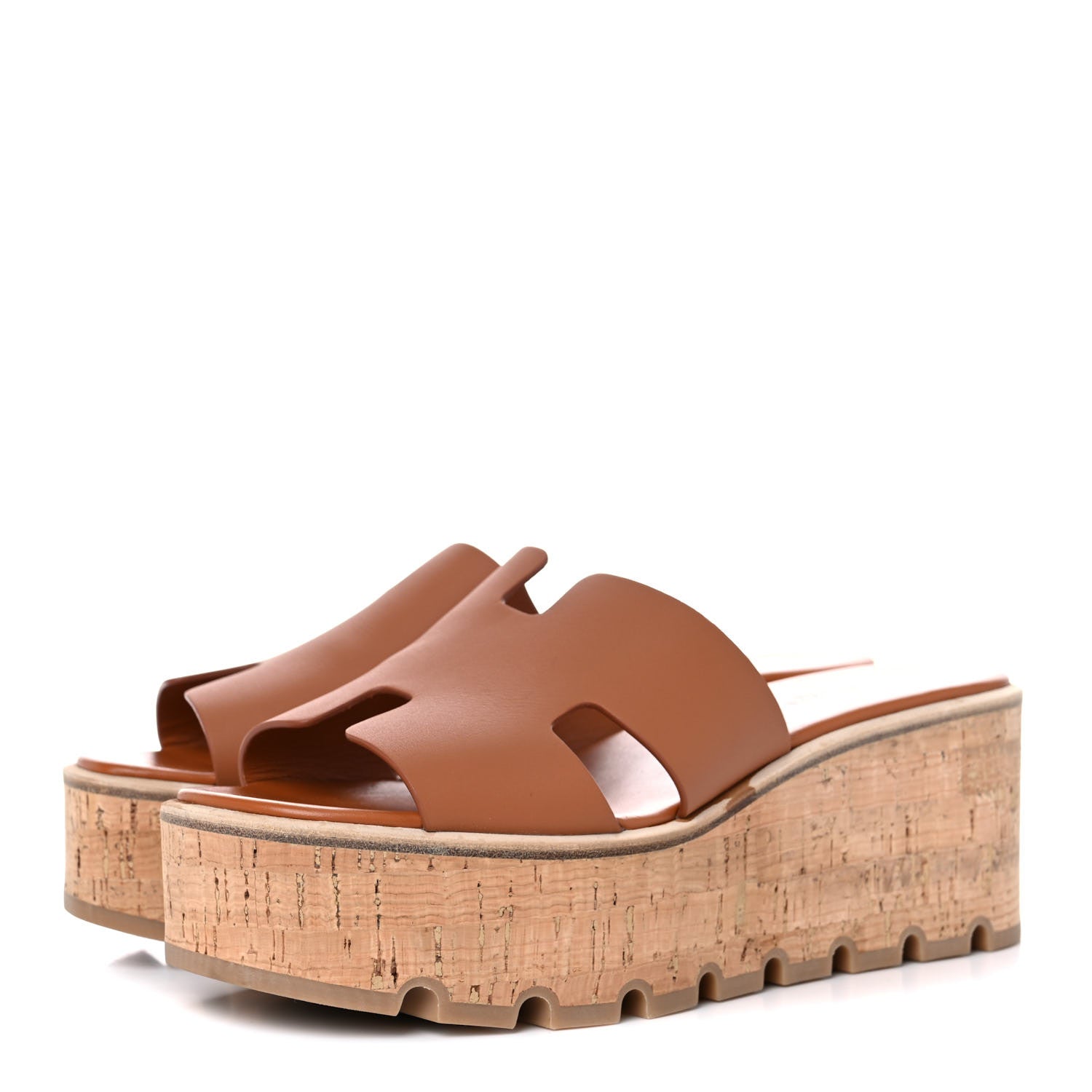 Hermes Calfskin Cork Eze 30 Sandals 39 Marron Glaise 3 of 11