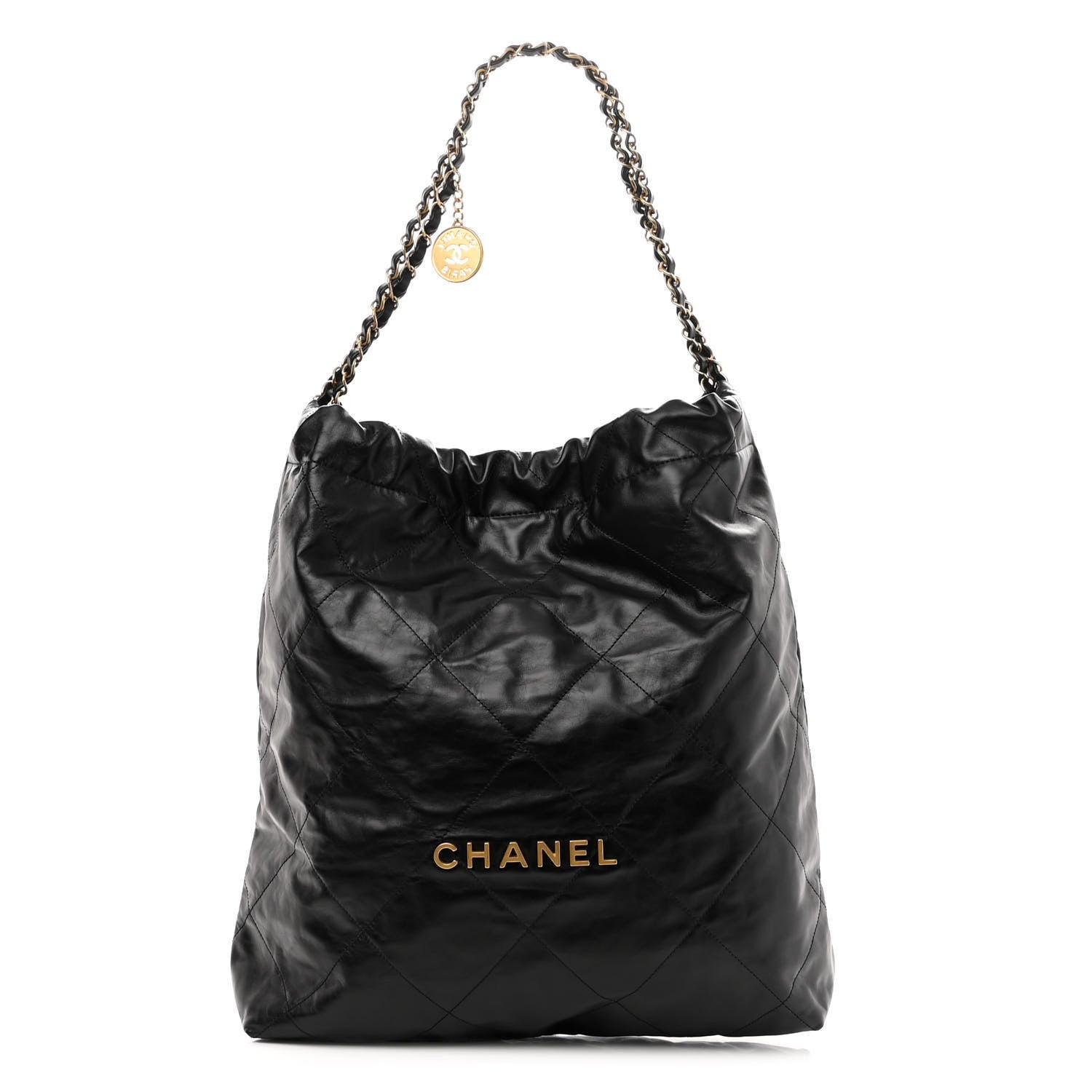Chanel Shiny Calfskin Quilted Large Chanel 22 Black 1 of 10