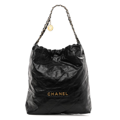 Chanel Shiny Calfskin Quilted Large Chanel 22 Black 1 of 10