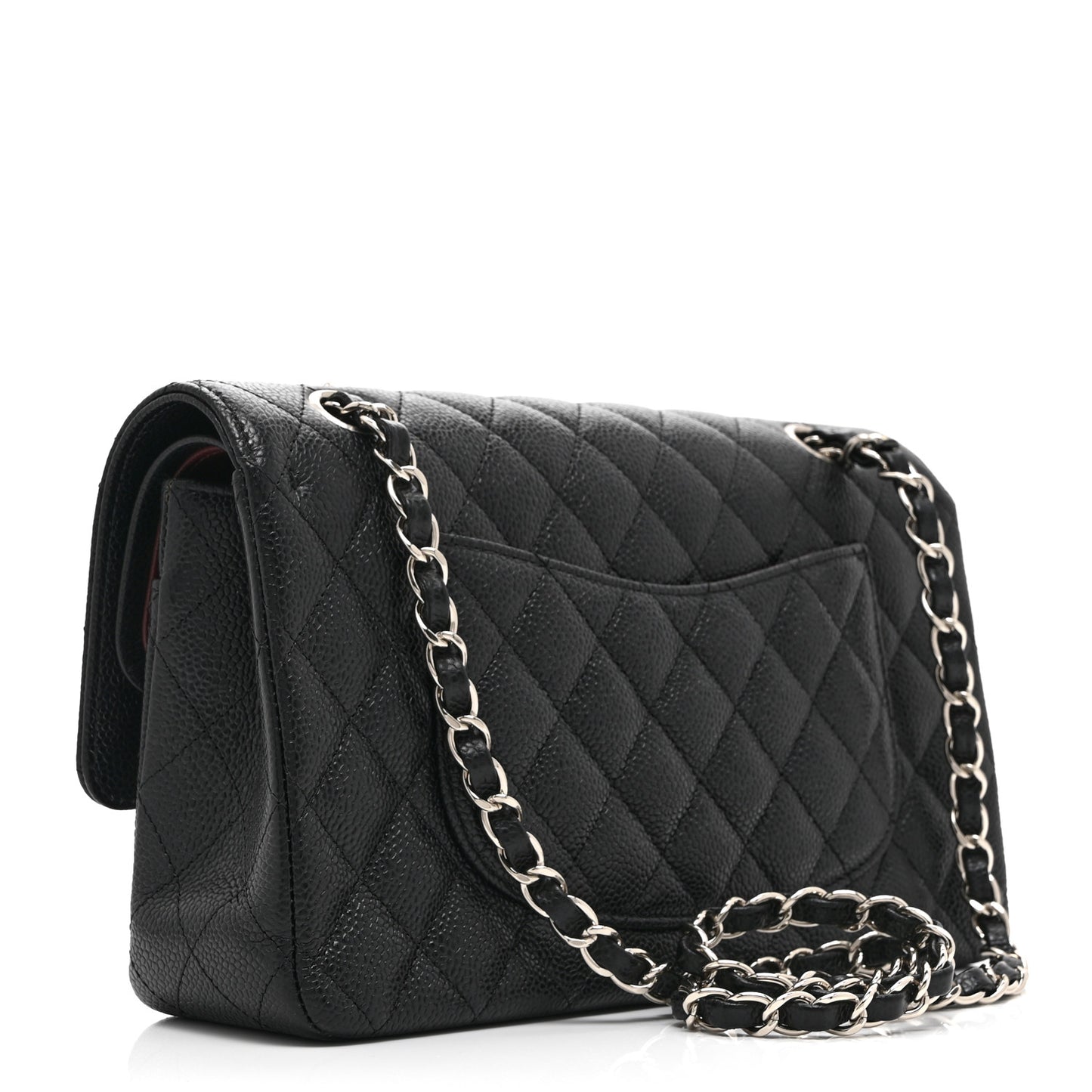Caviar Quilted Medium Double Flap Black