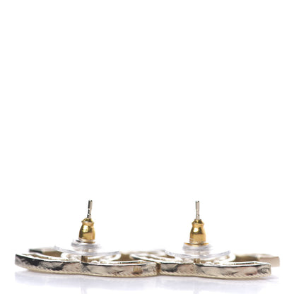 Chanel Pearl Crystal Sparkling Pearls CC Earrings Light Gold 2 of 3