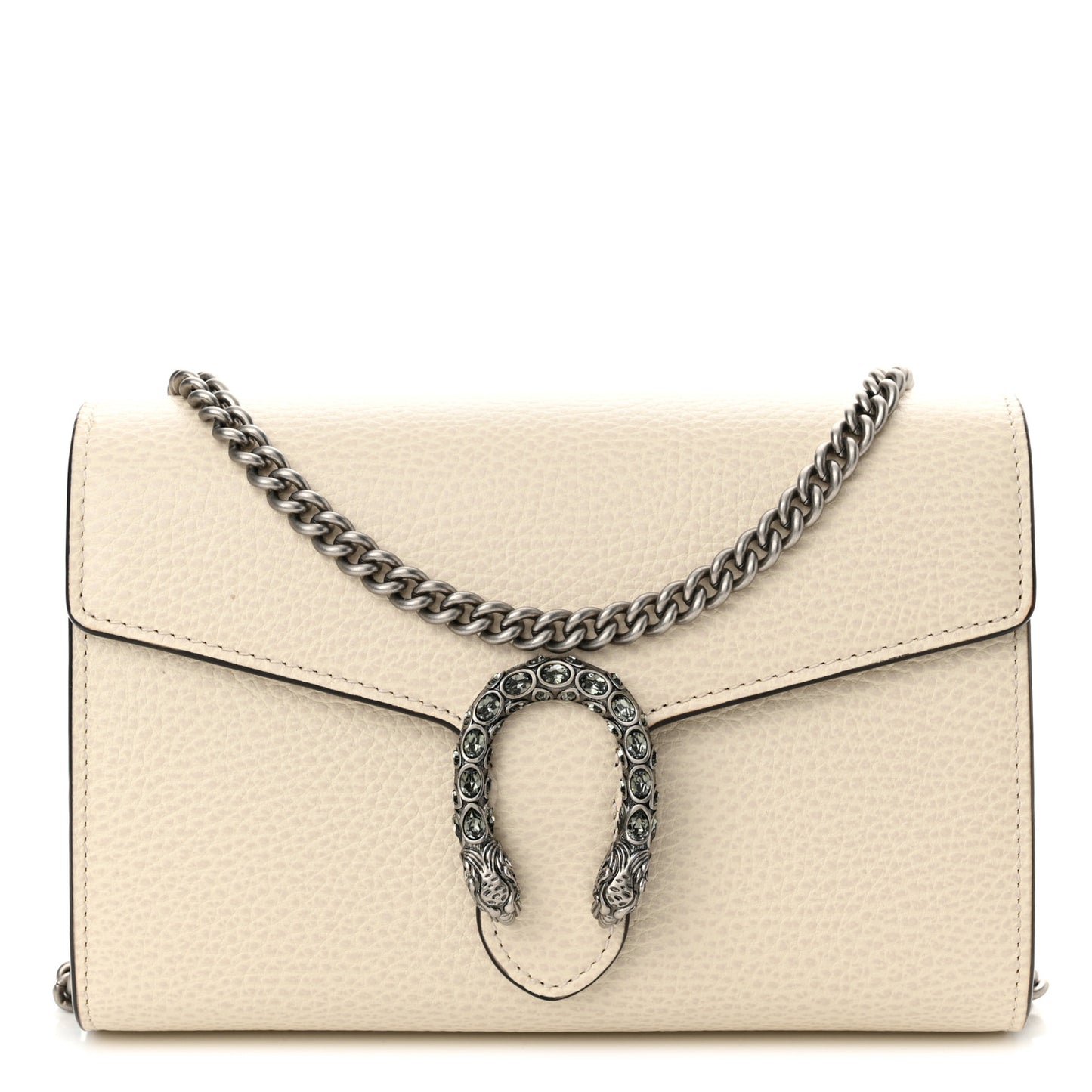 Dollar Calfskin Mini Dionysus Chain Wallet Mystic White