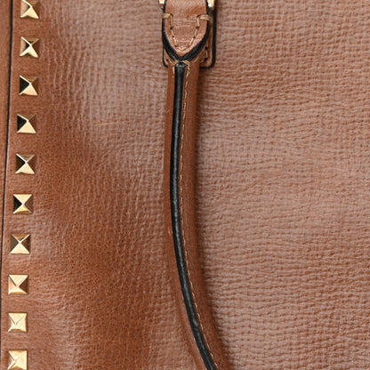 Valentino Garavani Textured Calfskin Rockstud Double Handle Tote Tan 15 of 17