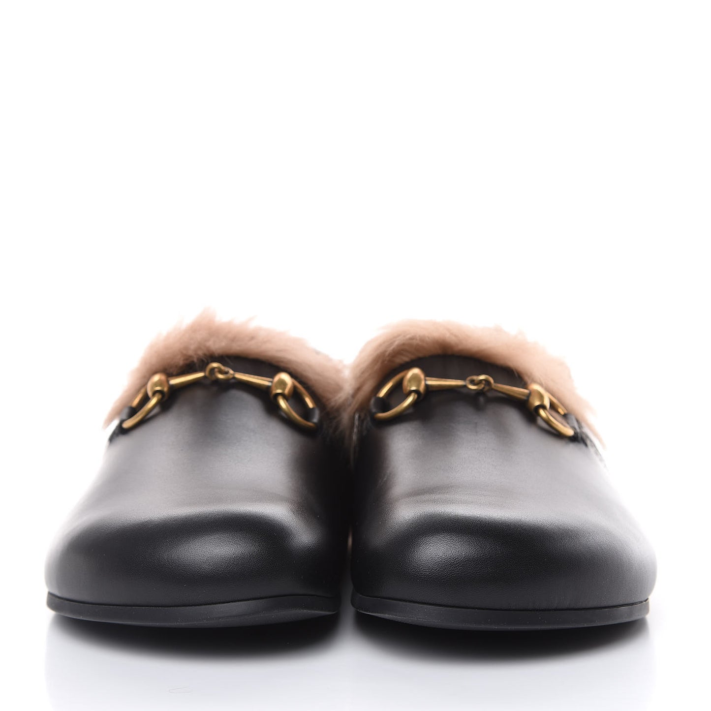 Calfskin Fur Mens Horsebit River Slingback Slippers 7 Black