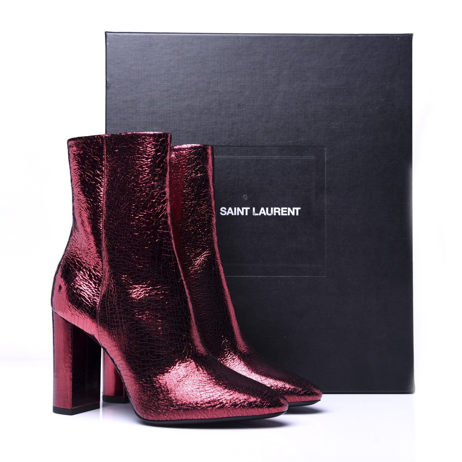 Saint Laurent Metallic Crackled Lou 95 Zip Bootie 36.5 Elect 18 of 18