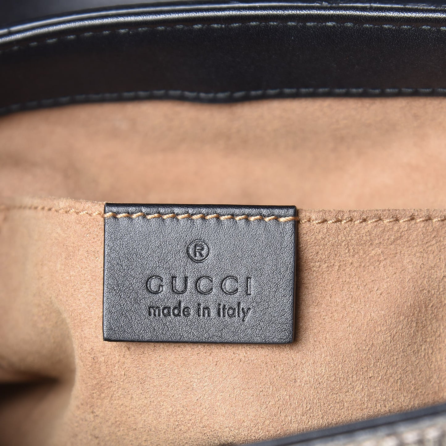 GG Supreme Monogram Calfskin Padlock Backpack Beige Cuir Black