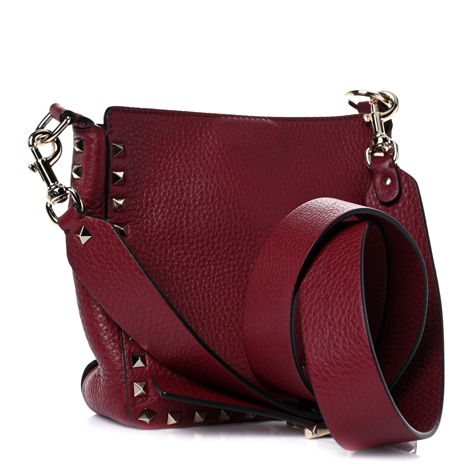 Valentino Garavani Pebbled Calfskin Mini Rockstud Flip-Lock Messenger Bag Rubino 3 of 13