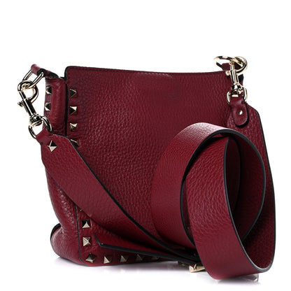 Valentino Garavani Pebbled Calfskin Mini Rockstud Flip-Lock Messenger Bag Rubino 3 of 13