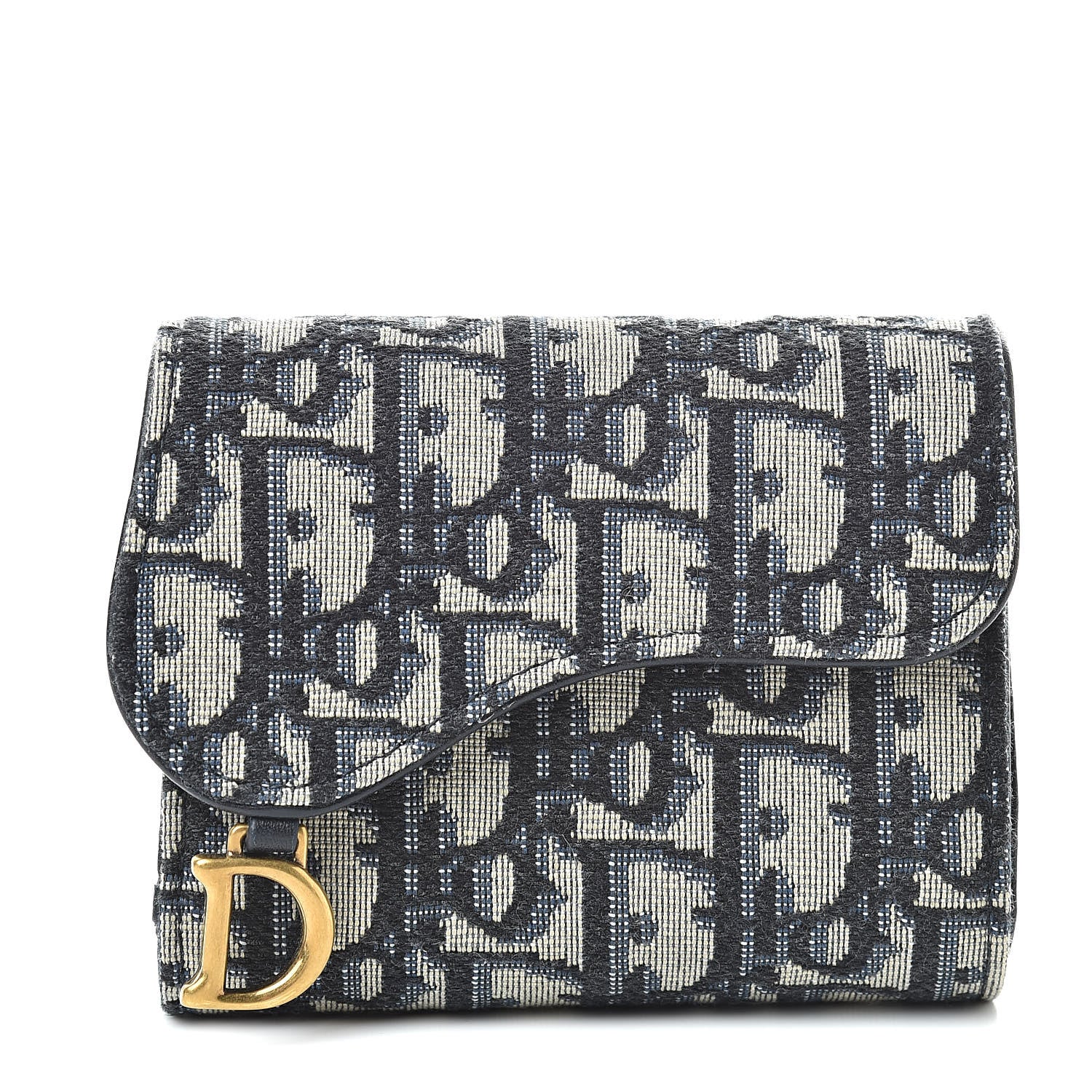 Christian Dior Oblique Saddle Card Holder Blue 1 of 8