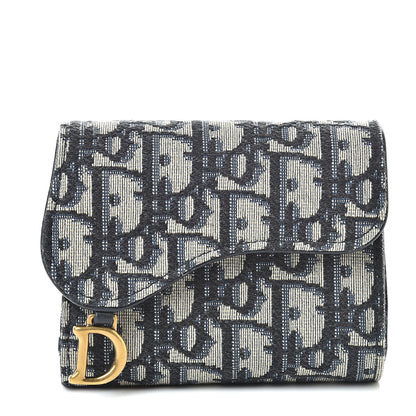 Christian Dior Oblique Saddle Card Holder Blue 1 of 8