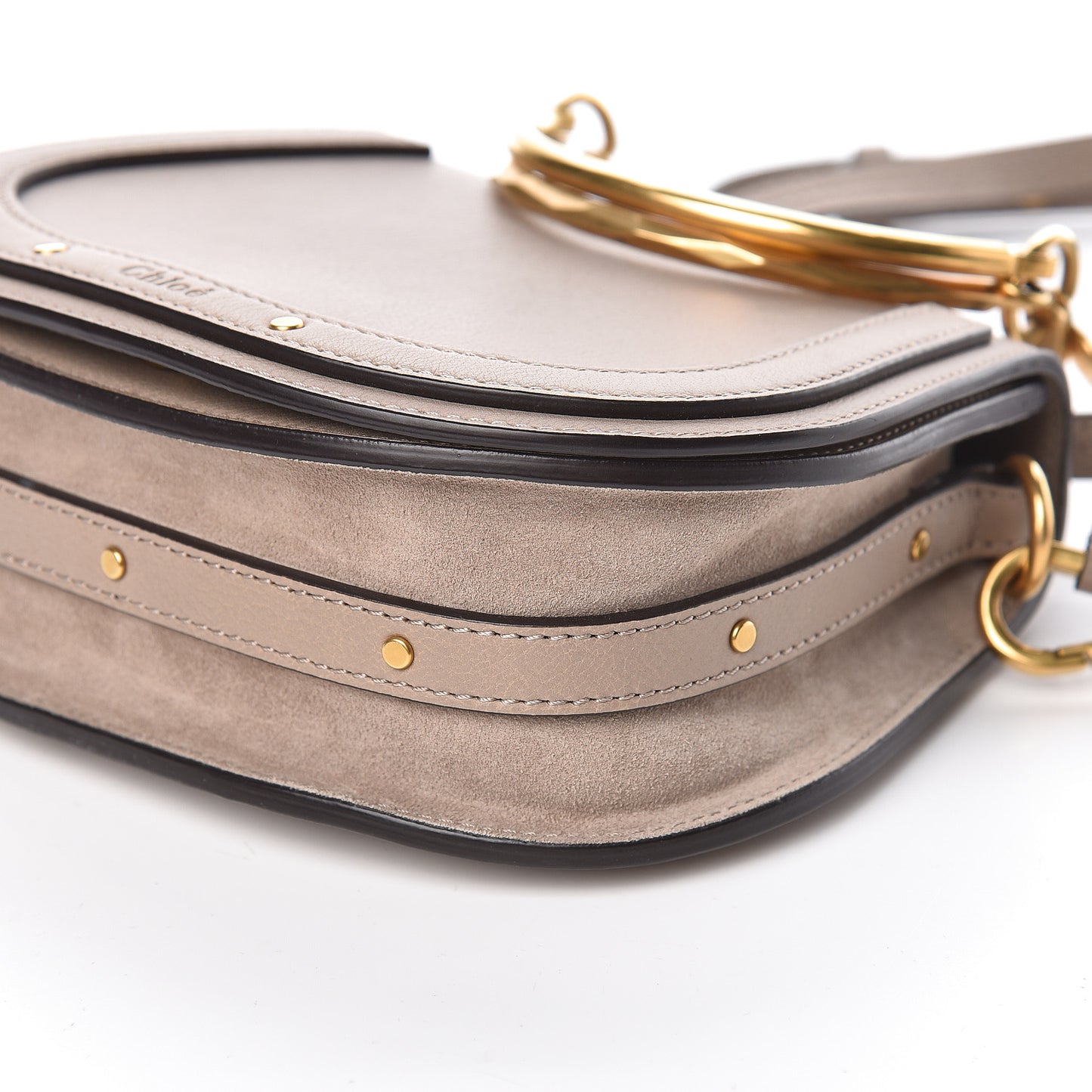 Calfskin Suede Small Nile Bracelet Bag Motty Grey