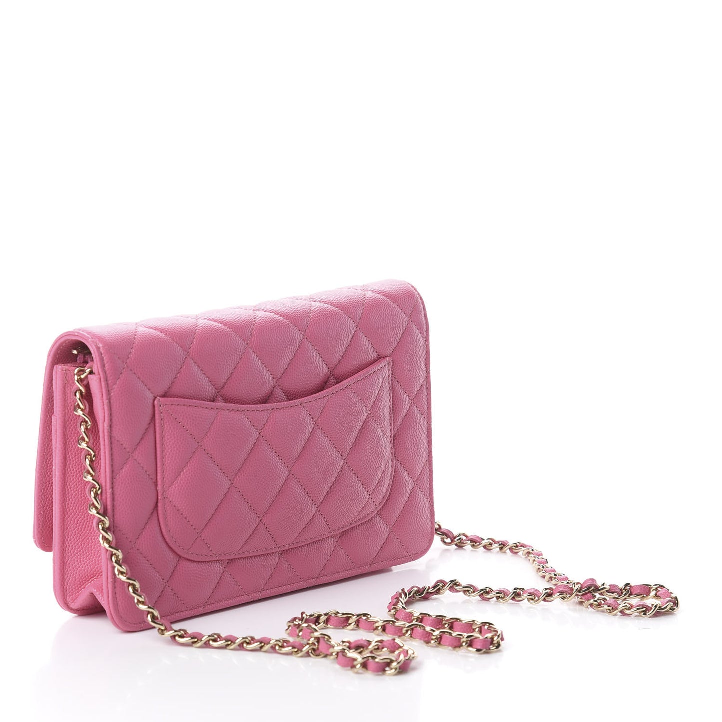 Caviar Quilted Wallet on Chain WOC Pink