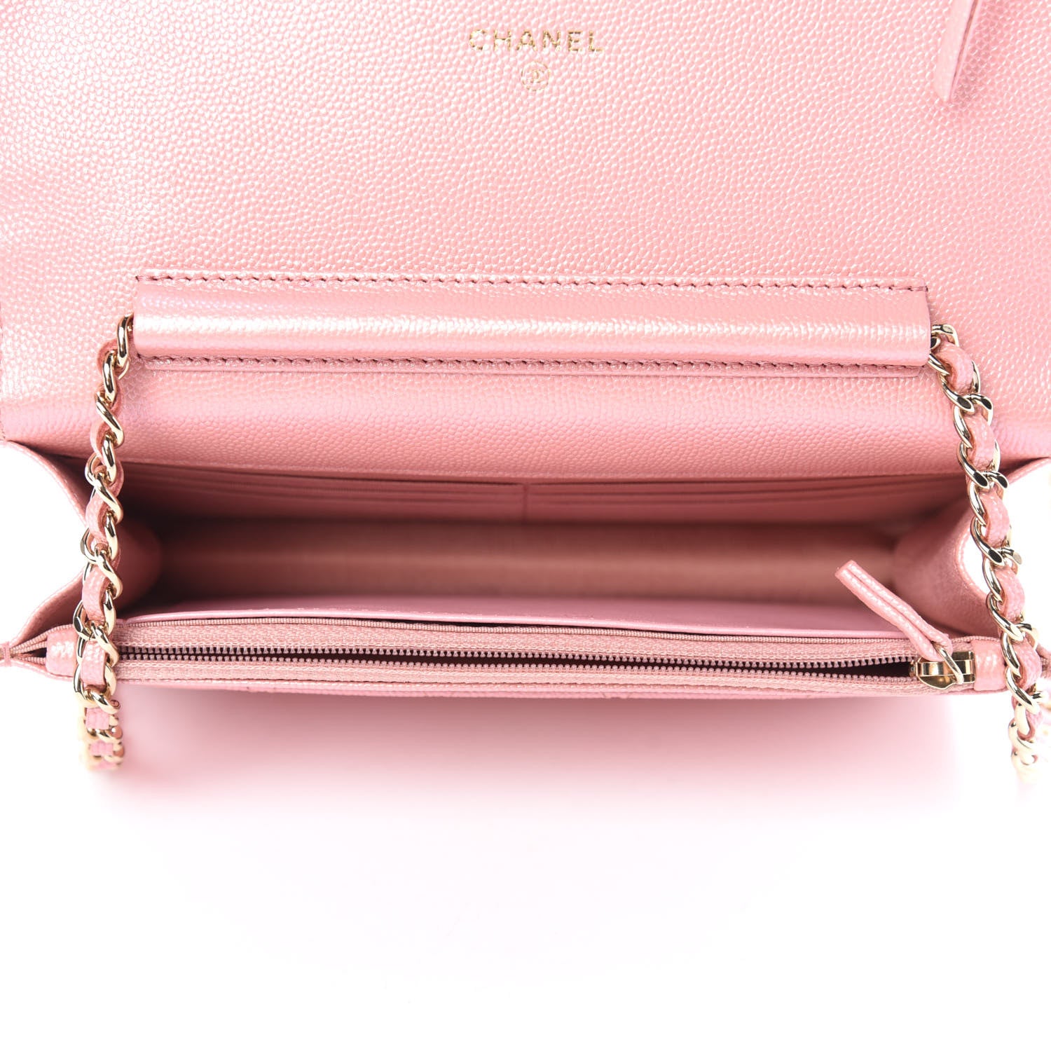 Chanel Iridescent Caviar Quilted Wallet on Chain WOC Rose Pink 5 of 13