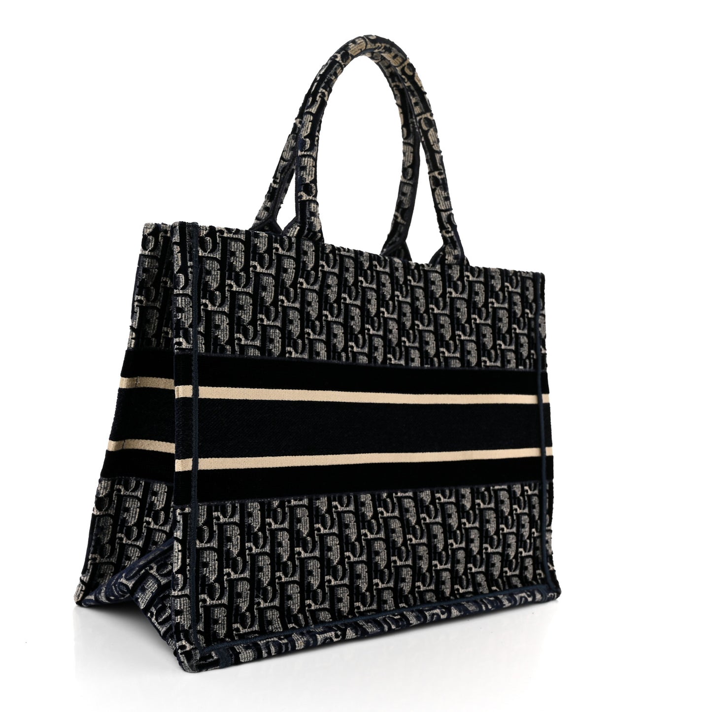 Oblique Velvet Medium Book Tote Blue Multicolor