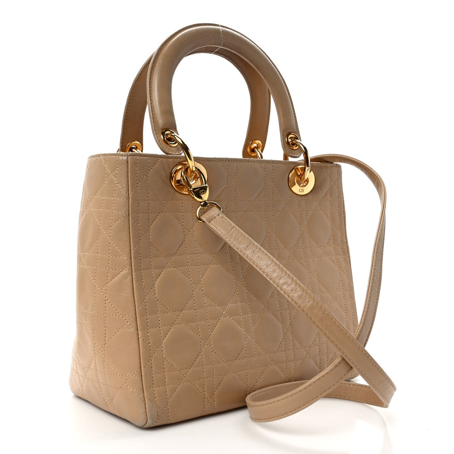 Lambskin Cannage Medium Lady Dior Beige