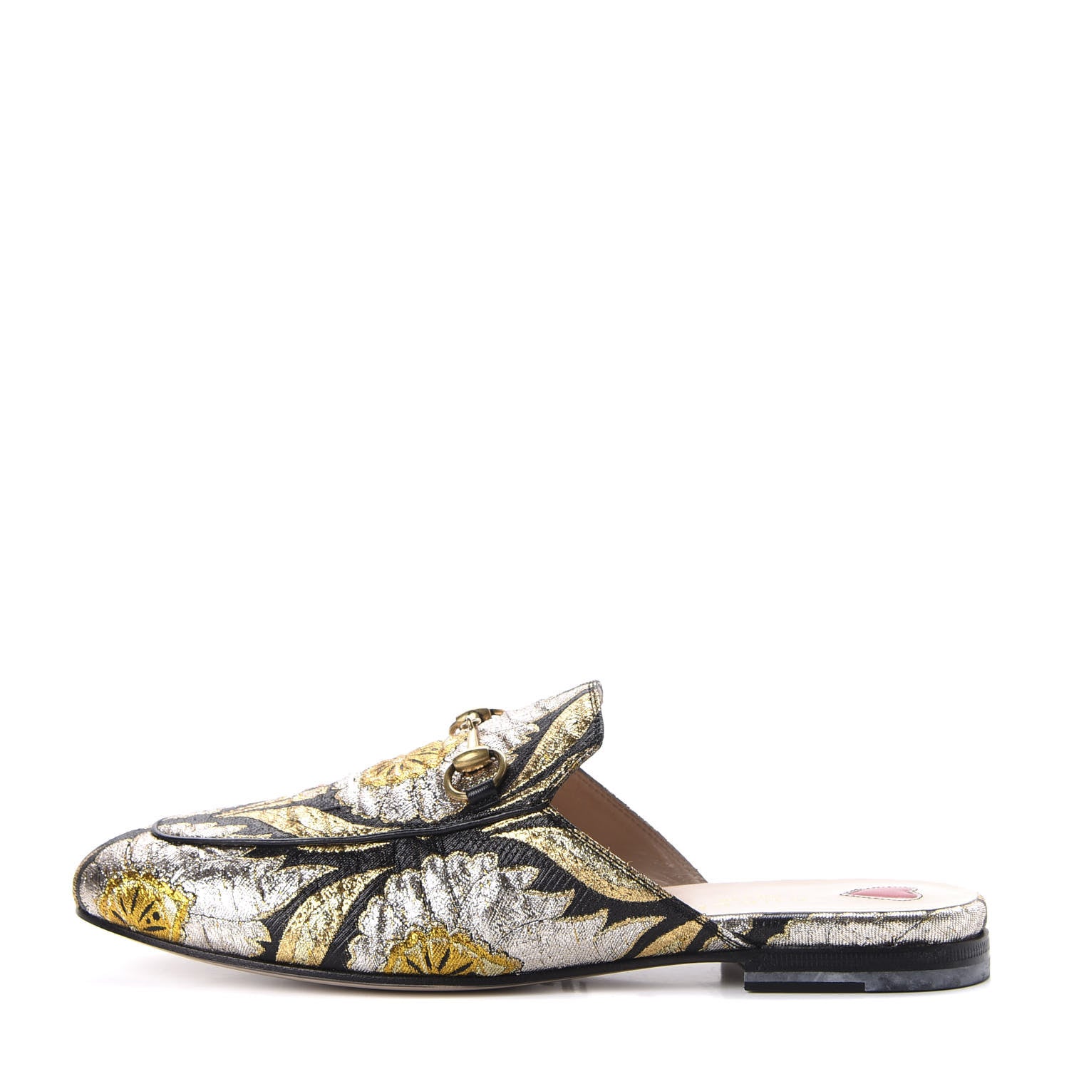 Gucci Jacquard Floral Womens Princetown Slippers 38 Oro Black 1 of 10