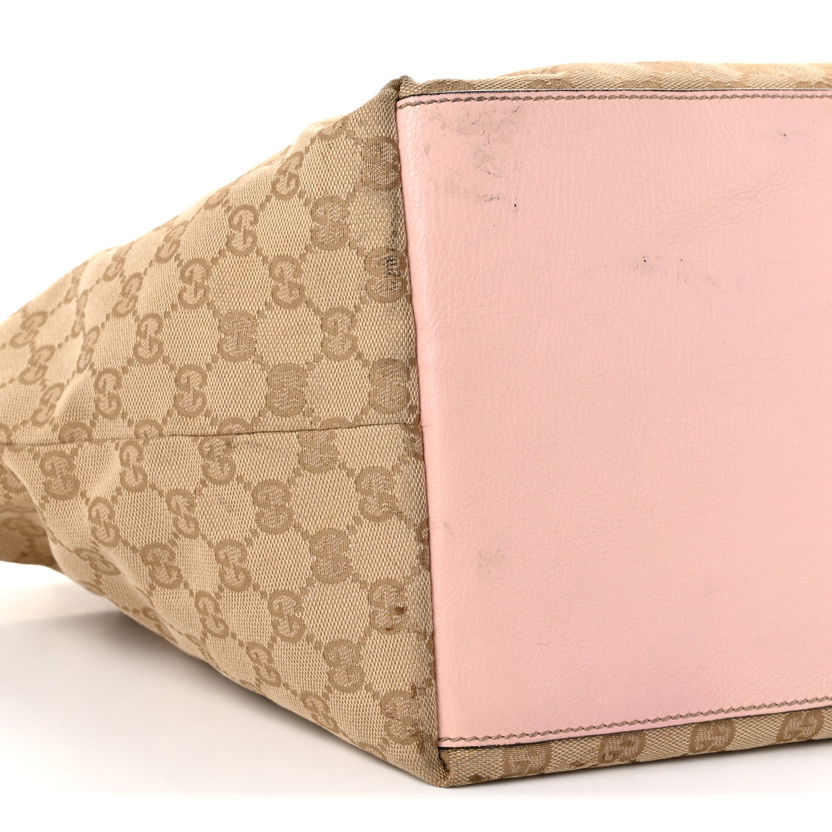 Gucci GG Monogram Medium Web Handle Bucket Tote Pink Blue 9 of 12