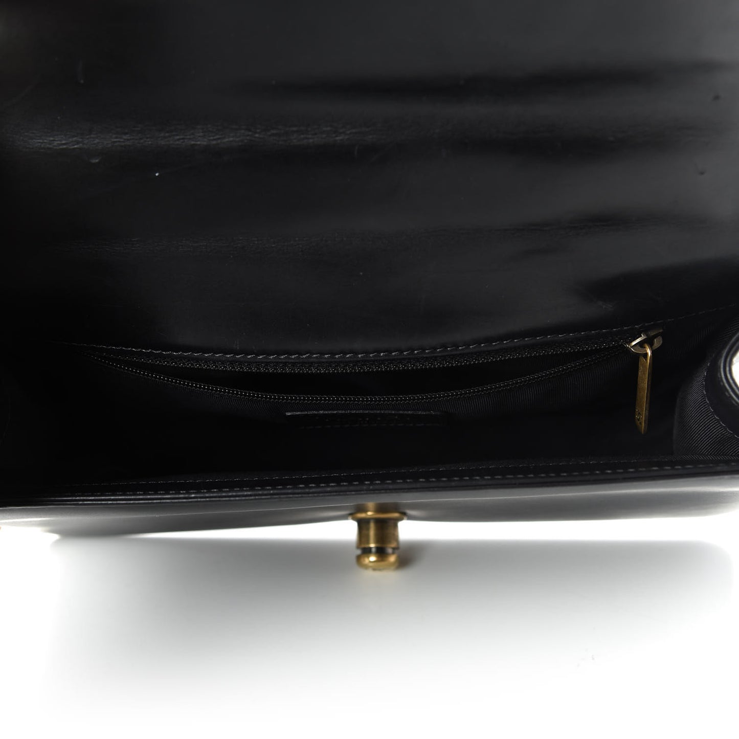 Glazed Calfskin Medium Boy Flap Black